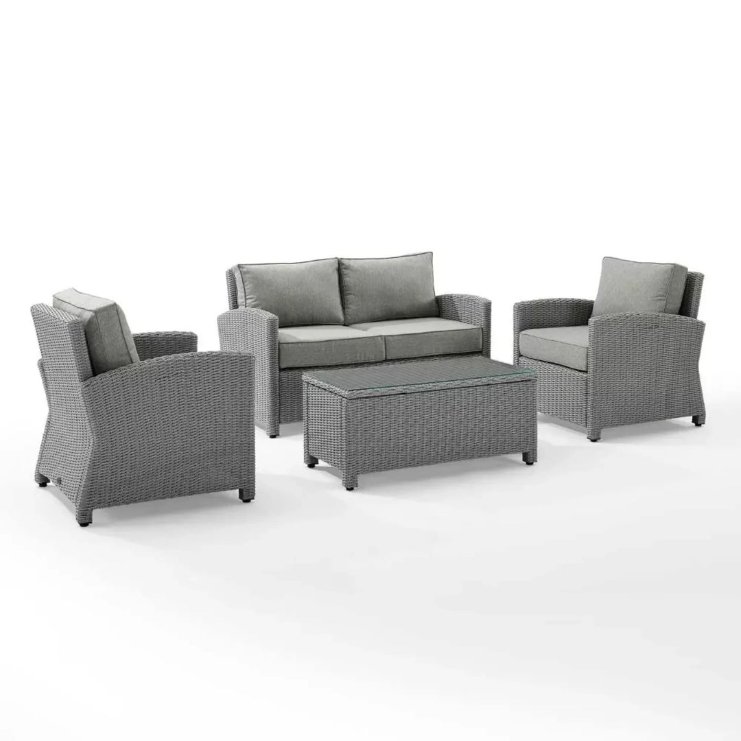 Qirat 4 Pieces Patio Furniture Set, Outdoor Sectional Sofa
