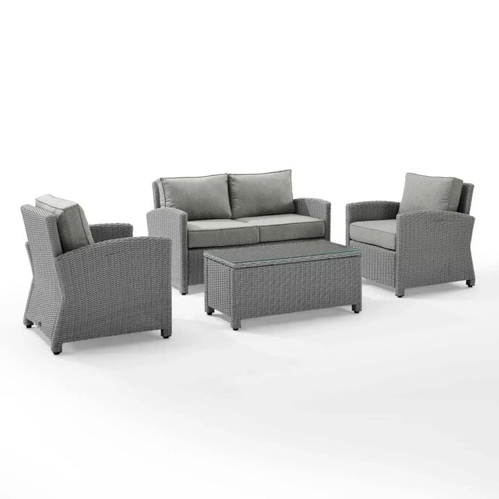 Qirat 4 Pieces Patio Furniture Set, Outdoor Sectional Sofa