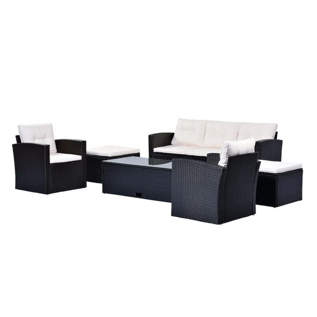 Rosario 6 Piece Outdoor Conversation Set All Weather Wicker Sectional Sofa