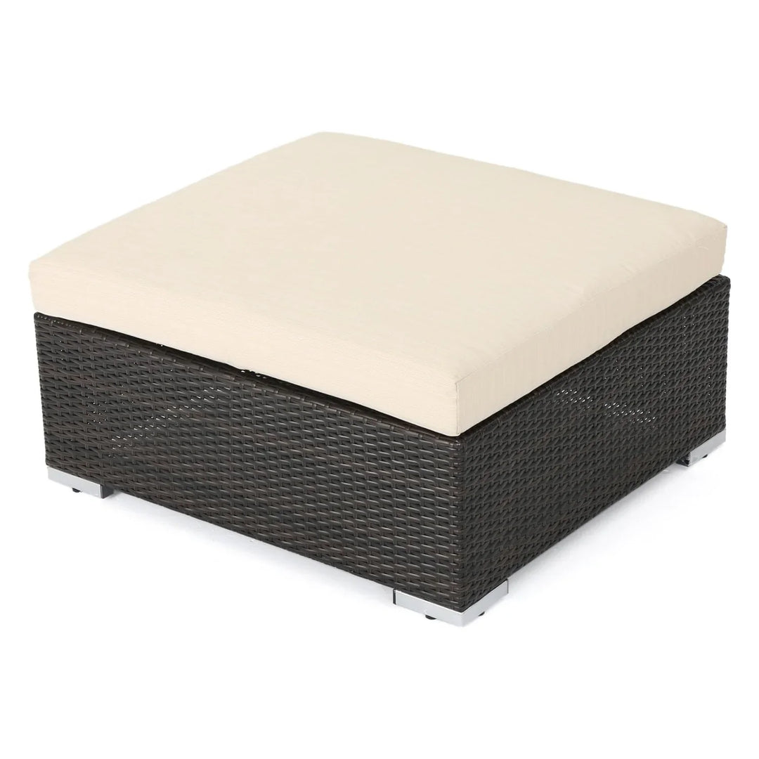 Violeta 7-Piece Rattan Sectional Sofa Set (Dark Brown/Cream)