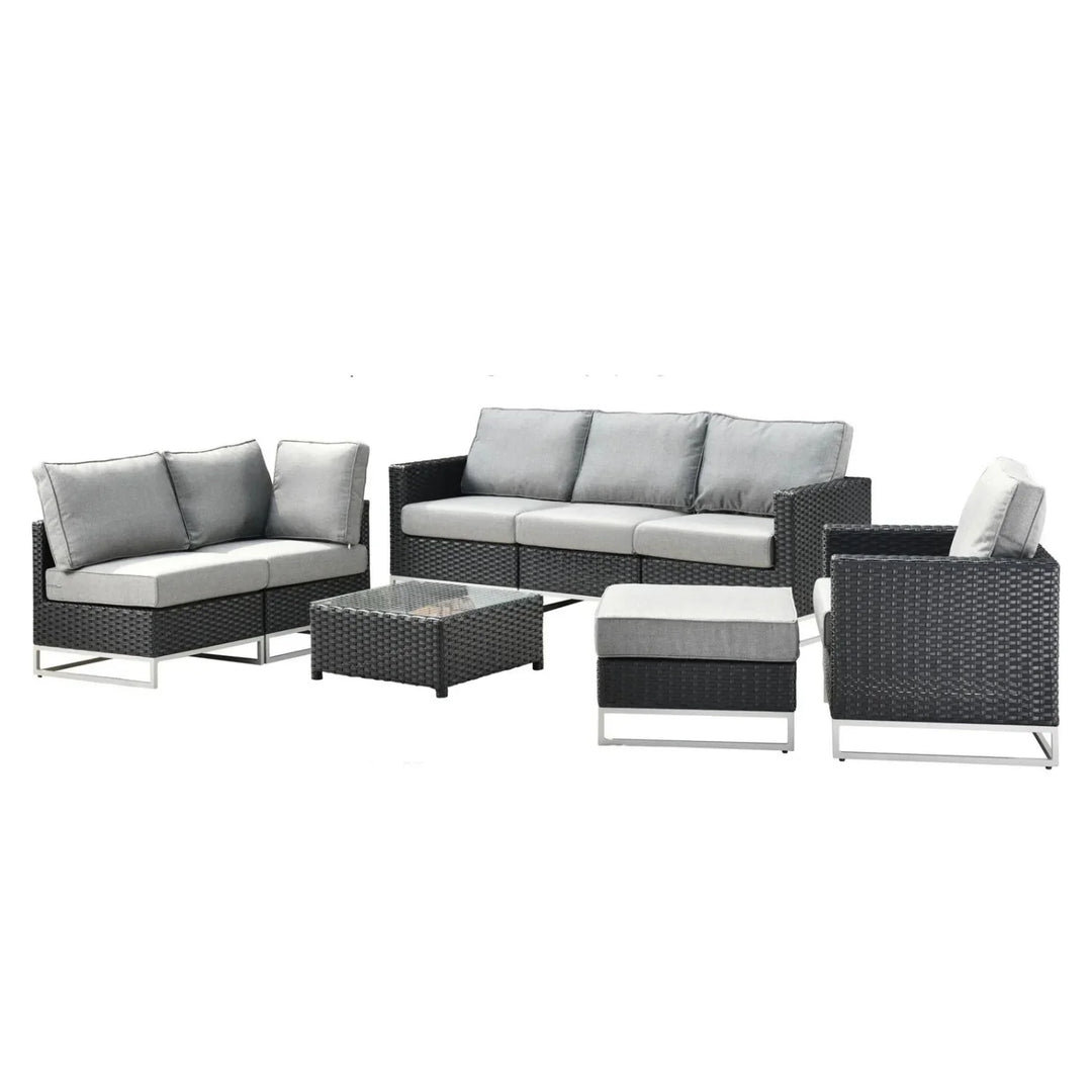 Norberta Outdoor Rattan Wicker 7-Seater Sofa Set