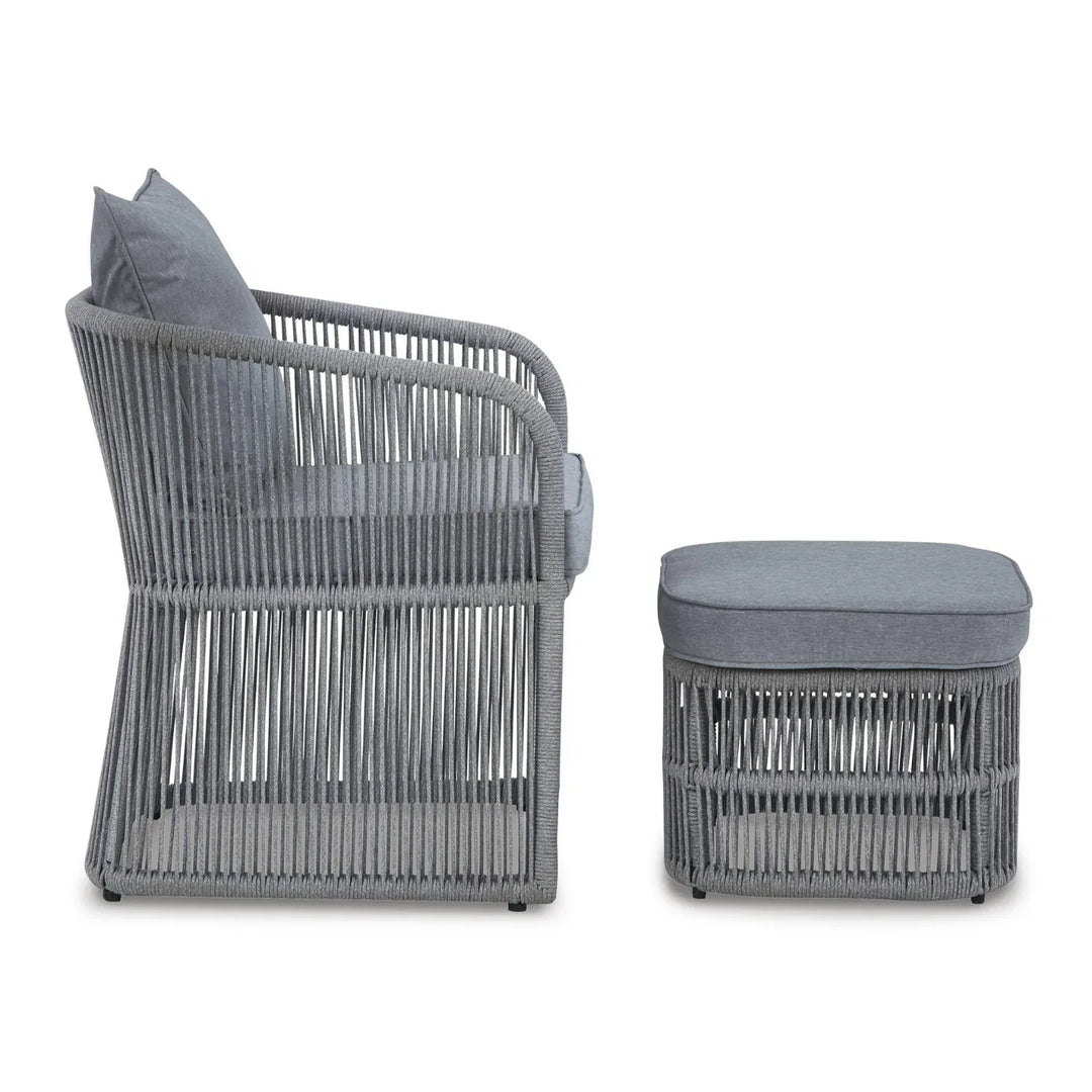 Chhaya Outdoor 3 Piece Rope Patio Sofa Set (Grey)