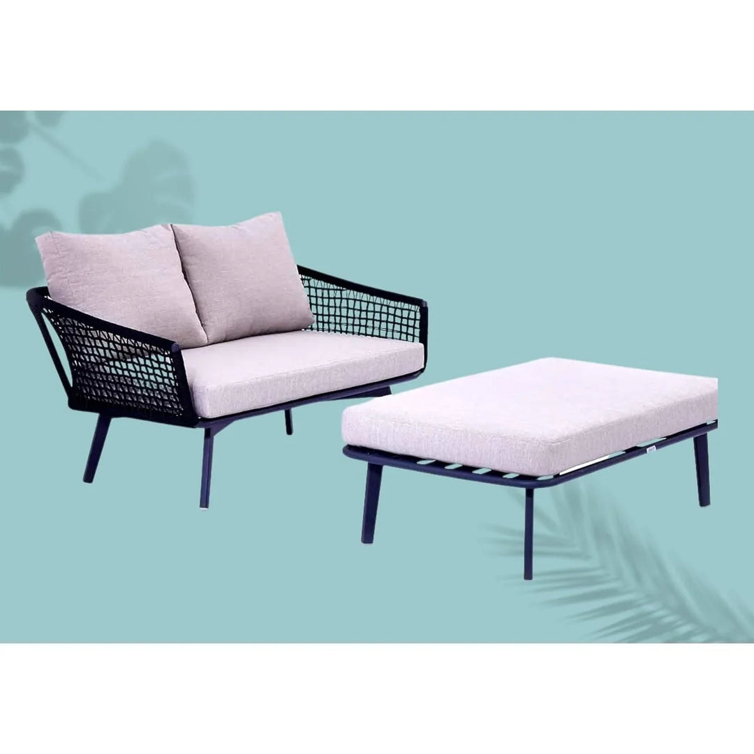 Lumi 2-Piece Outdoor Rope Loveseat Sofa With Ottoman