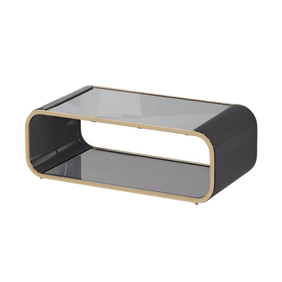 Taima Outdoor Braided Rope Sofa Set With 2-Tier Glass Top Table