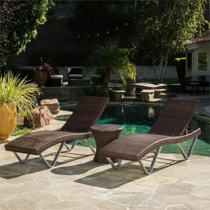 Nike Outdoor Rattan Wicker Lounge Chairs Set of 2 with Matching Side Table