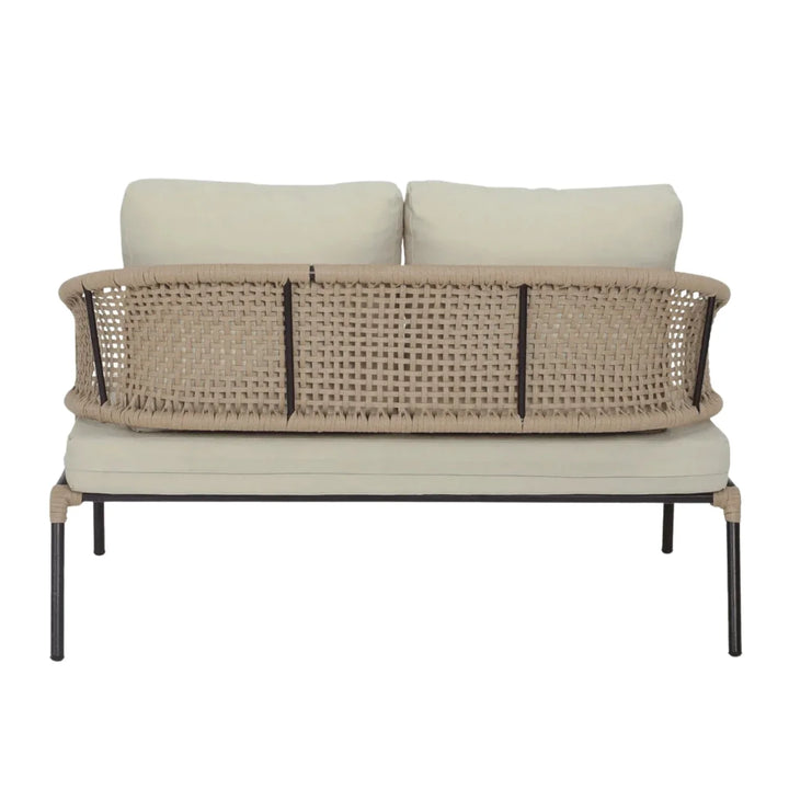 Amaya All-Weather Patio Rope Sofa Set with Glass Top Coffee Table