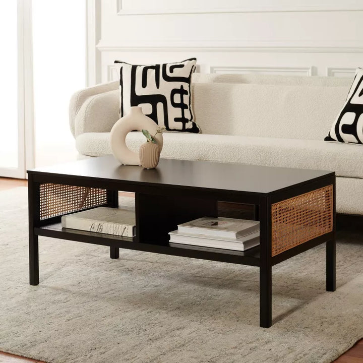 Cheslava Mango Wood Coffee Table for Living Room | Side Cane Work