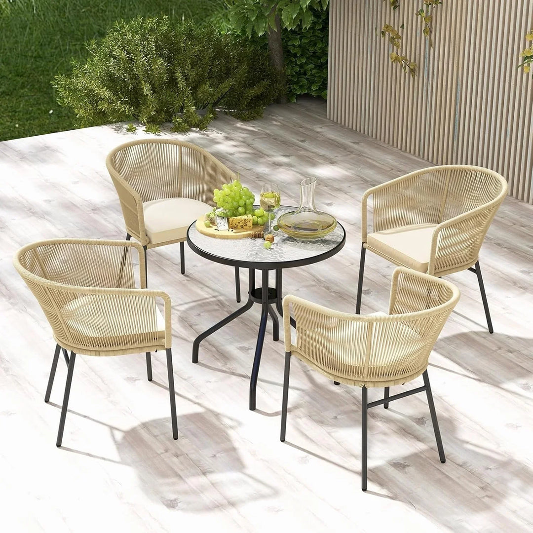 Ruby 4-Piece Outdoor Rope Patio Dining Chairs