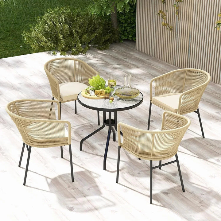 Ruby 4-Piece Outdoor Rope Patio Dining Chairs