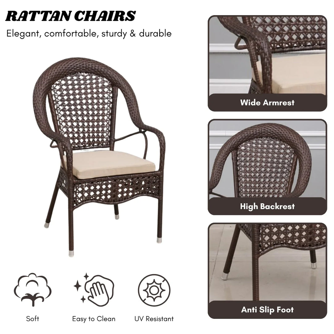 Ghazal Outdoor All-Weather Resistant Rattan Wicker 7-Piece Dining Set