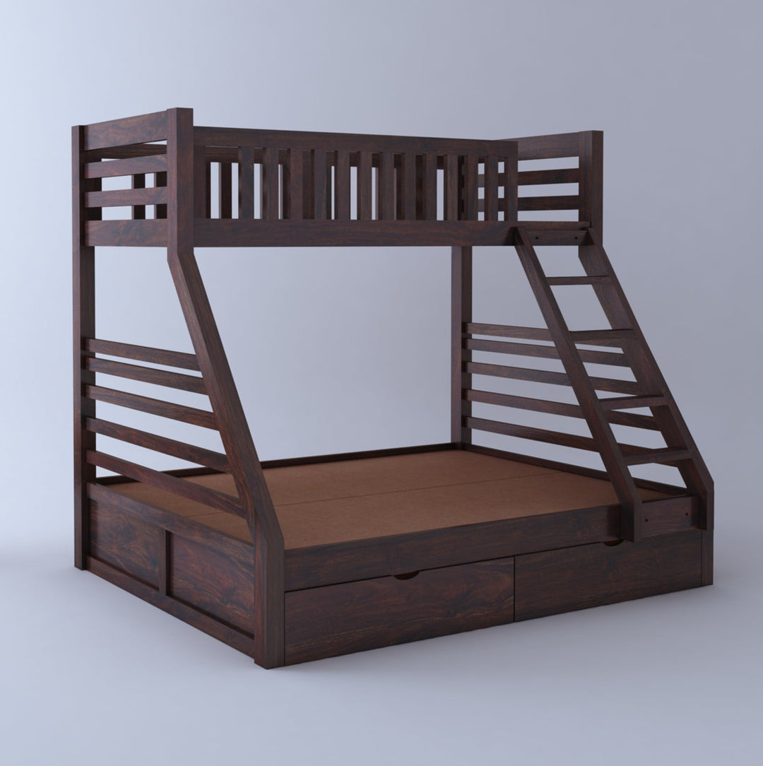 Sofía Intalian Solid Sheesham Bunk Bed With Drawer Storage