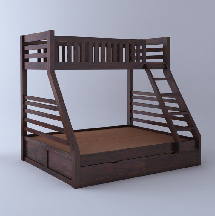 Sofía Intalian Solid Sheesham Bunk Bed With Drawer Storage