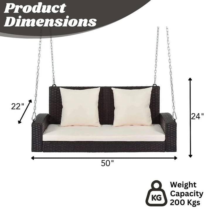 Yumiko Dark Brown Rattan Wicker Two Seater Sofa Swing