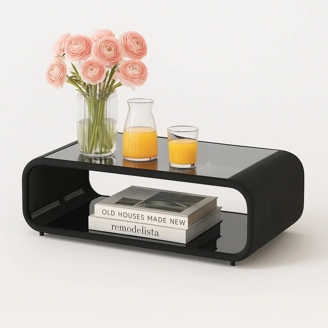 Zainab Outdoor Braided Rope Sofa Set With 2-Tier Glass Top Table