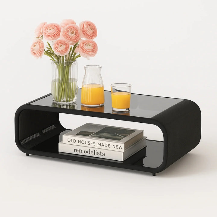 Zainab Outdoor Braided Rope Sofa Set With 2-Tier Glass Top Table