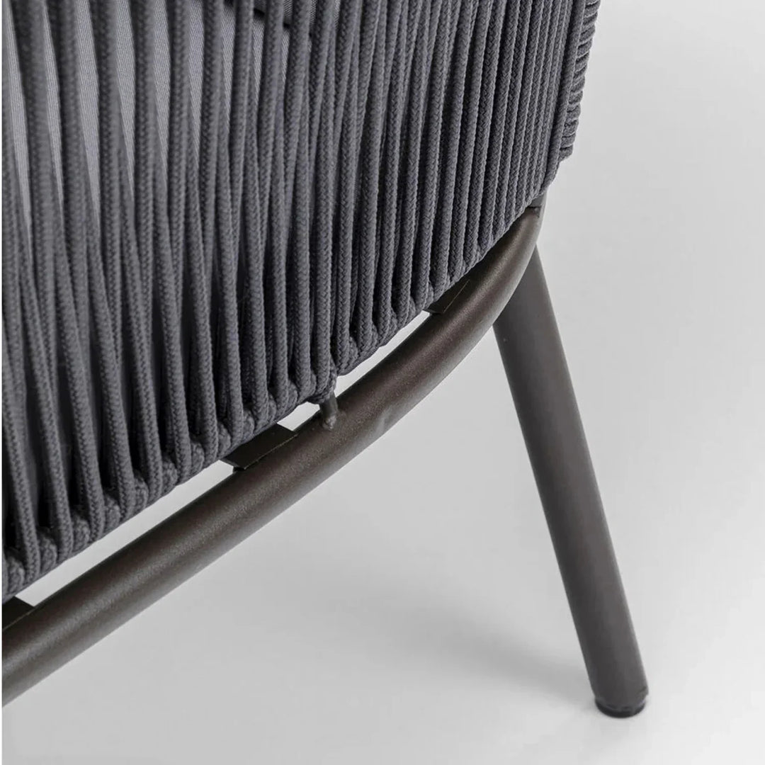 Zariah Outdoor Rope 5-Seater Patio Sofa Set with Glass Top Table (Grey)