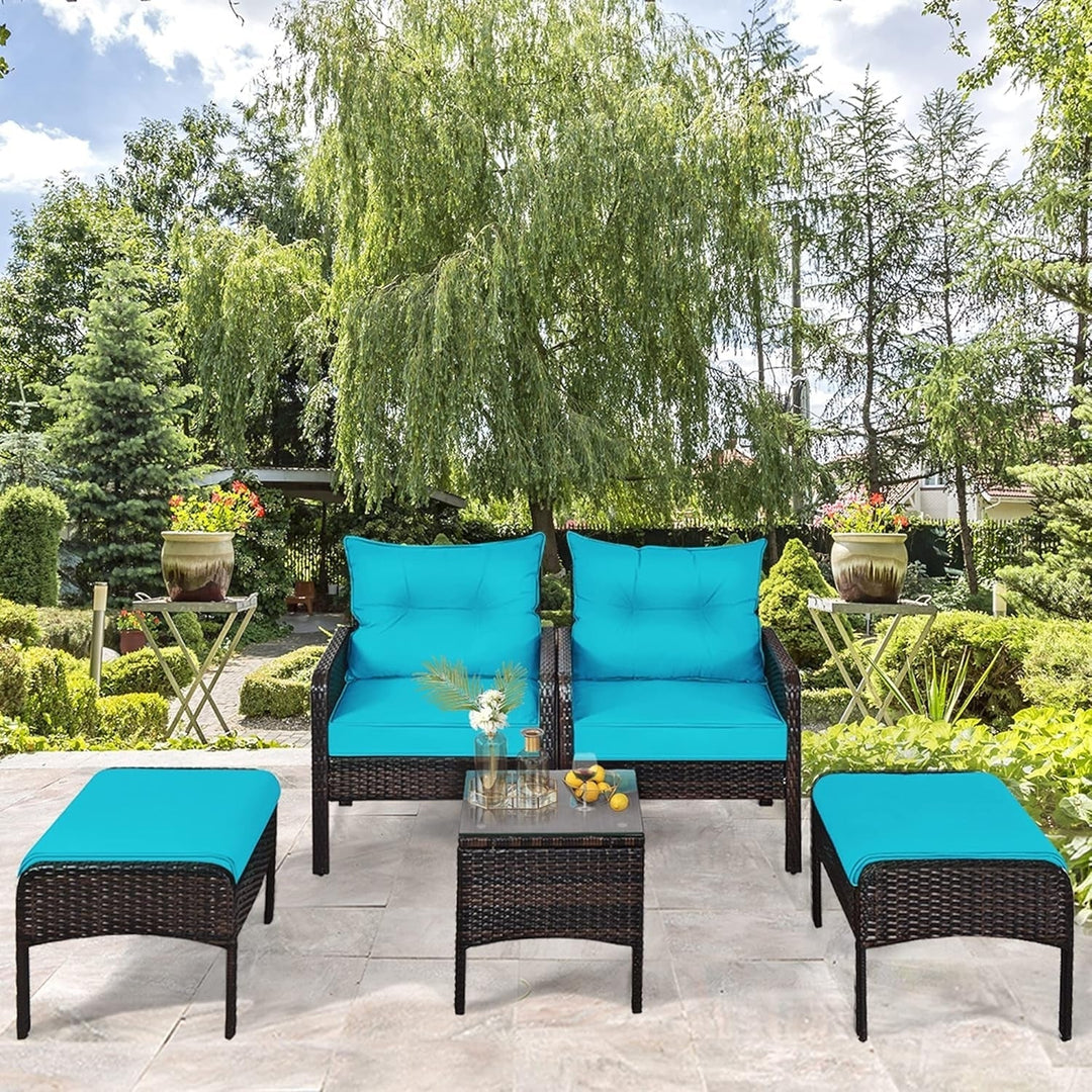 Saphira Outdoor Wicker 5-Piece Patio Sofa Set
