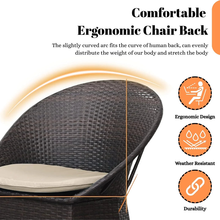 Aaradhya 3-Piece Outdoor Rattan Wicker Patio Set