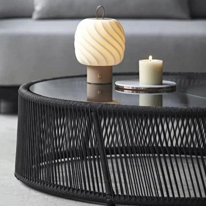 Laken Outdoor Rope 4 Seater Sofa Set With Glass Top Tables