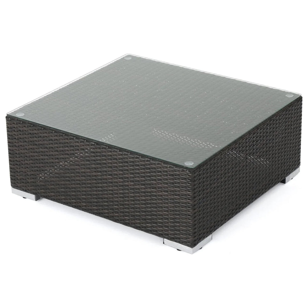 Violeta 7-Piece Rattan Sectional Sofa Set (Dark Brown/Cream)