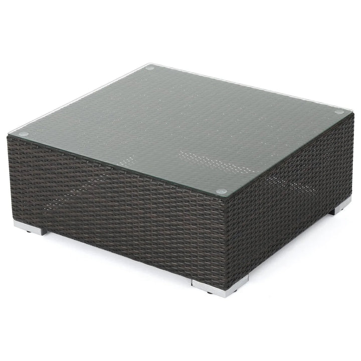 Violeta 7-Piece Rattan Sectional Sofa Set (Dark Brown/Cream)