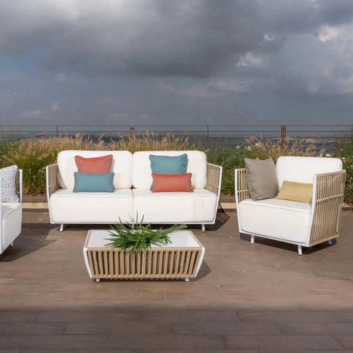 Suyin All-Weather Rope 4- Seater Sofa Set With Glass Top Table