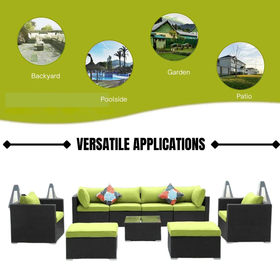 Clementine 6-Piece Outdoor Conversation Set (Black/Green)