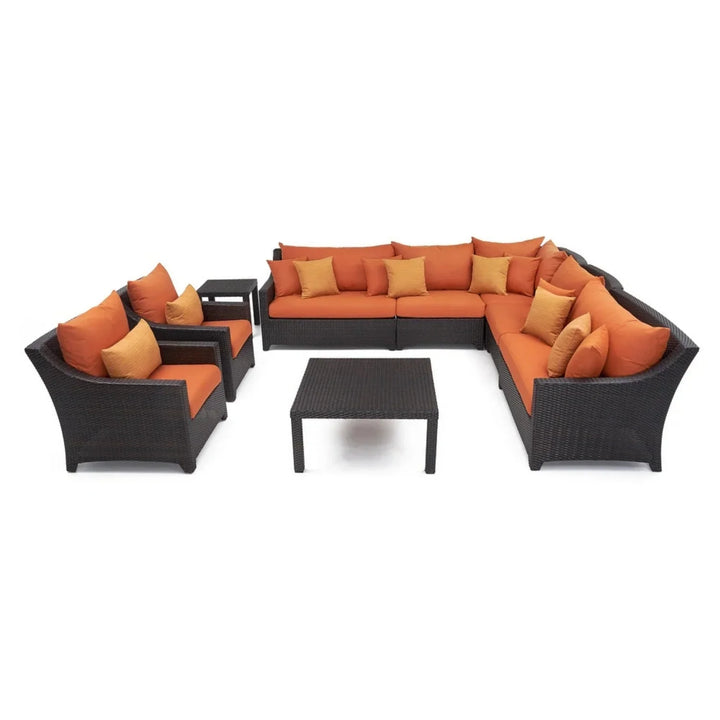 Yordanos All Weather Outdoor Wicker Garden L-Shape Sectional Conversation Set
