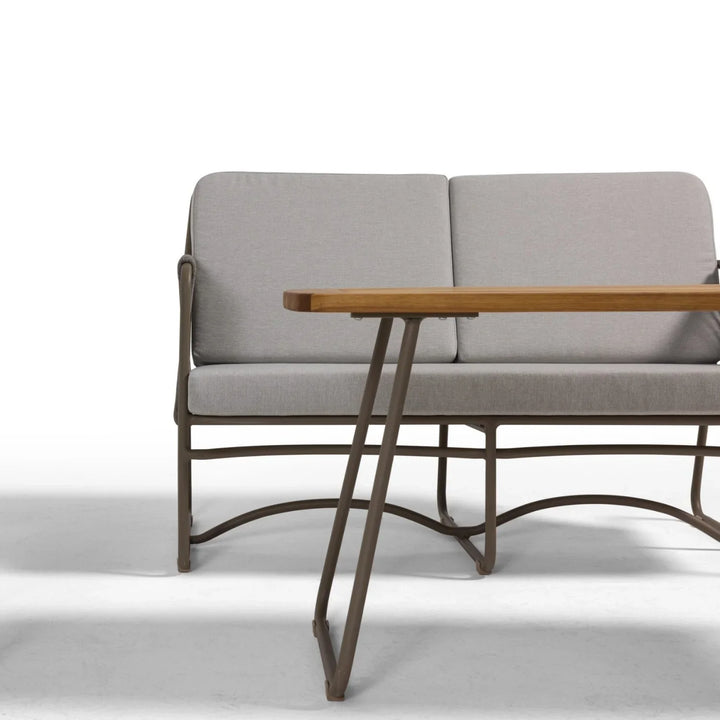 Isabeau Outdoor Rope Loveseat Sofa Set With Wooden Top Table