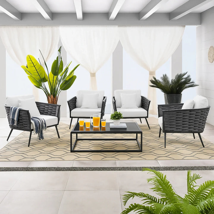 Tomoko 6-Piece Outdoor Rope Sofa Set (Grey & White)