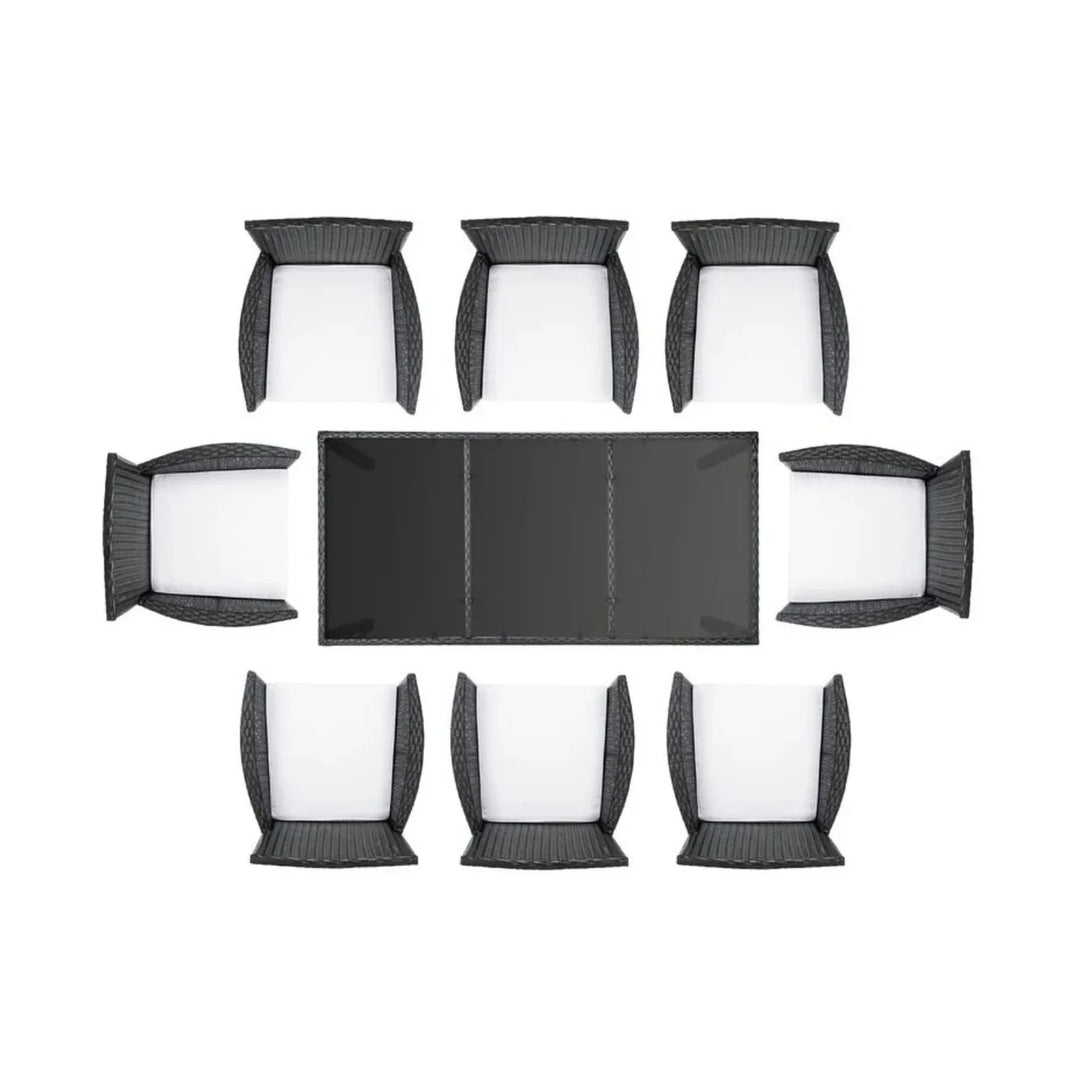 Zinnia 9-Piece Outdoor Rattan Wicker Dinning Table Set