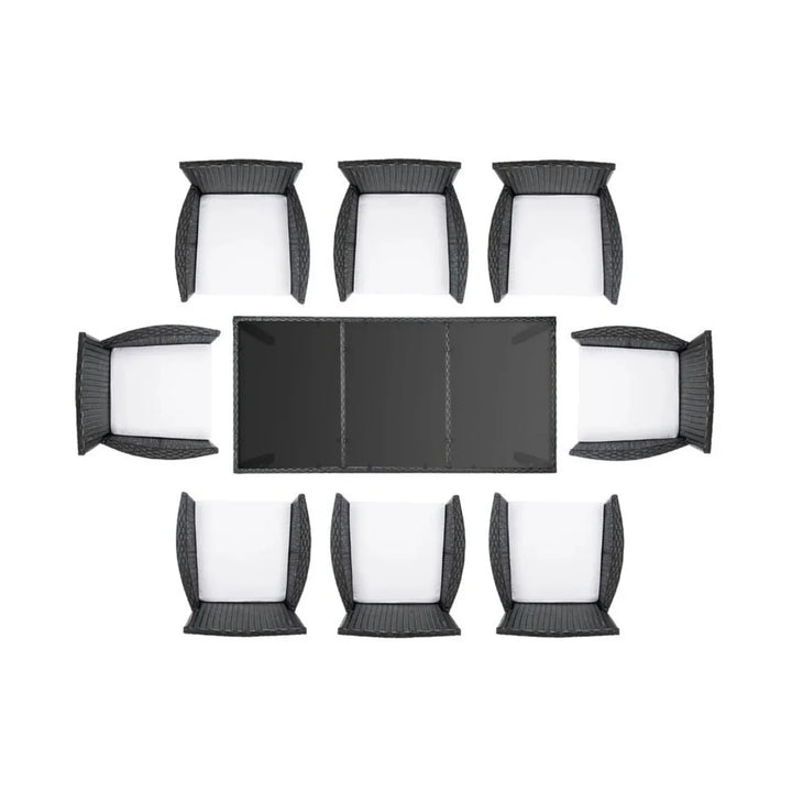 Zinnia 9-Piece Outdoor Rattan Wicker Dinning Table Set