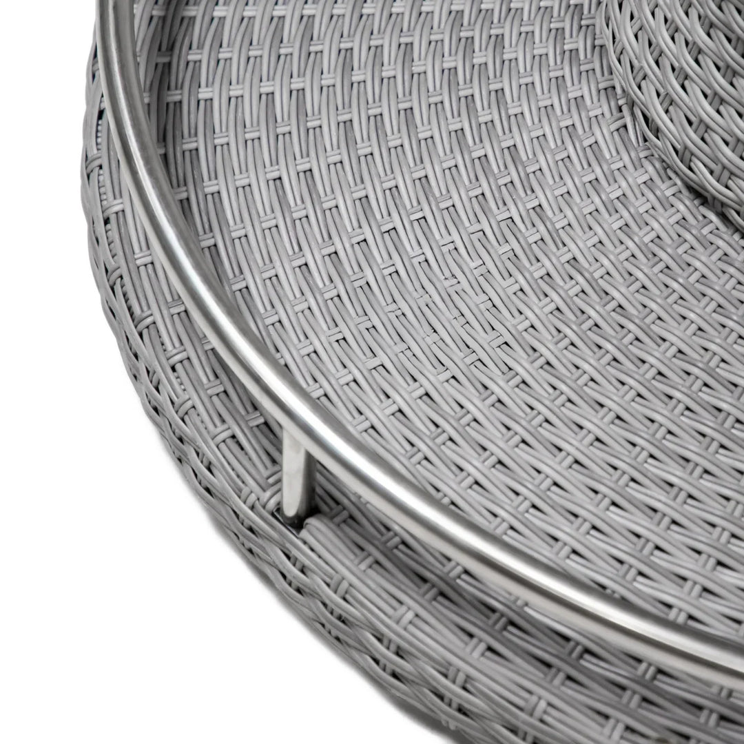 Thandi 7-Piece Outdoor Rattan Wicker Bar Set with Round Glass Top Table