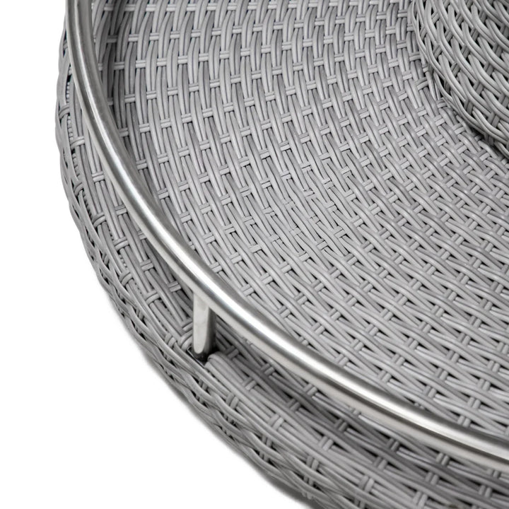 Thandi 7-Piece Outdoor Rattan Wicker Bar Set with Round Glass Top Table