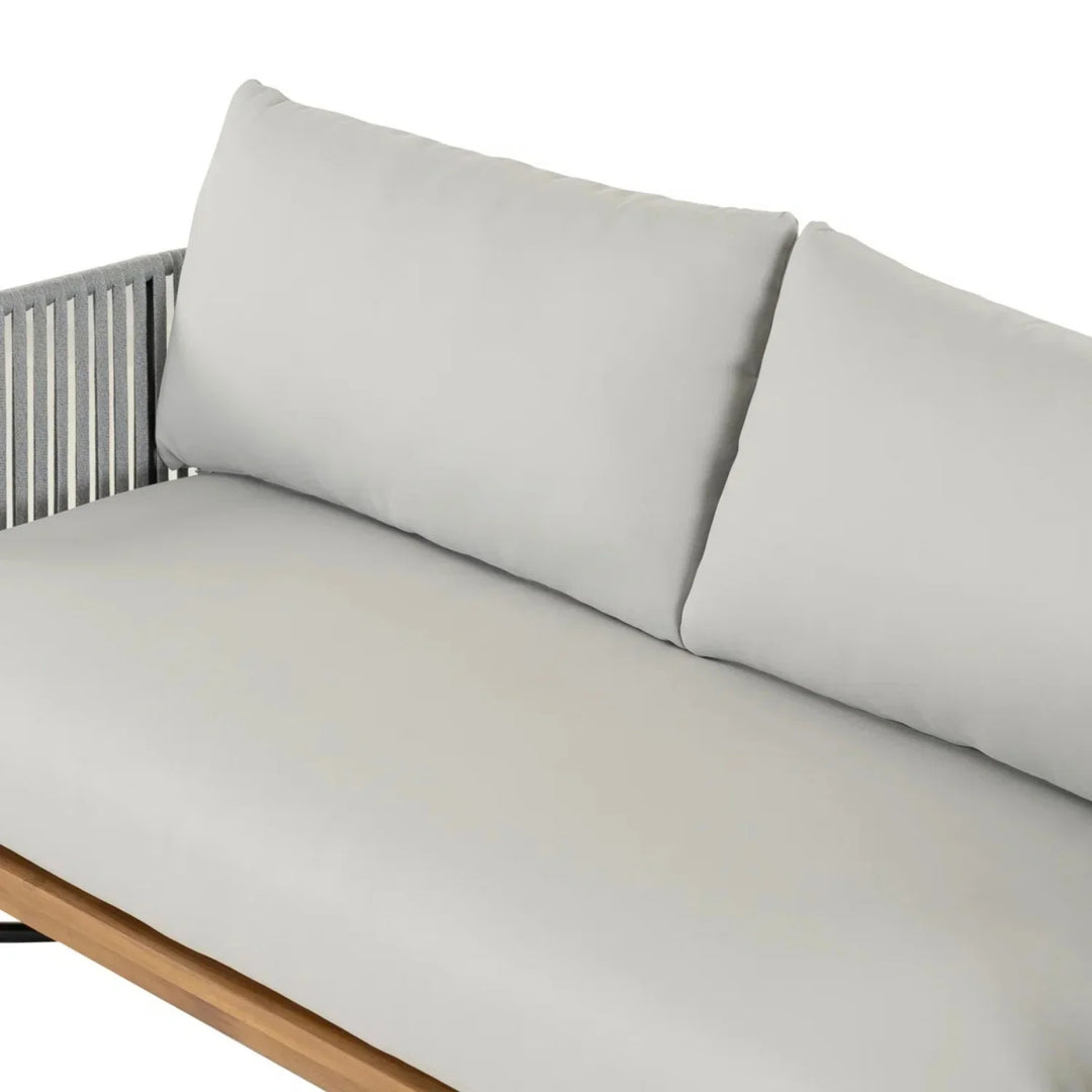 Uma Outdoor 4-Piece Rope Woven Conversation Sofa Set with Wooden Top Table