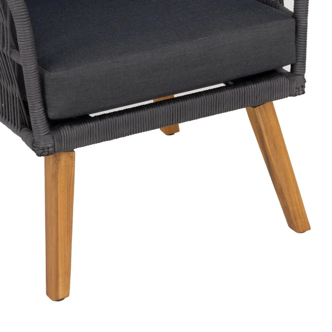 Riley 4-Piece Outdoor Rope Patio Furniture Set with Wood-Top Table