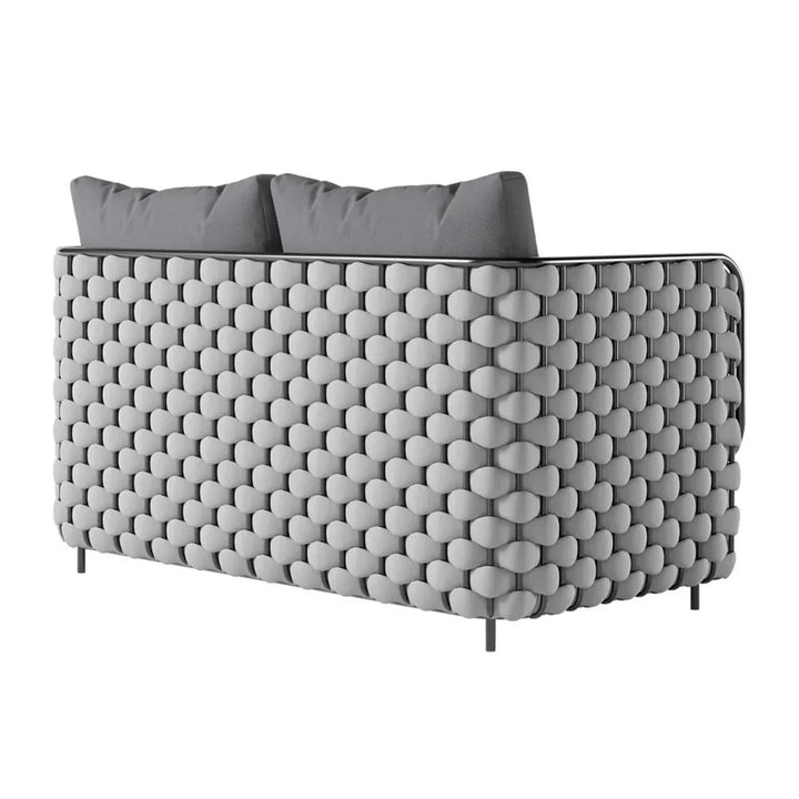 Rina 4 Piece Outdoor Rope Sofa Set with Glass Top Coffee Table (Light Grey & Dark Grey)