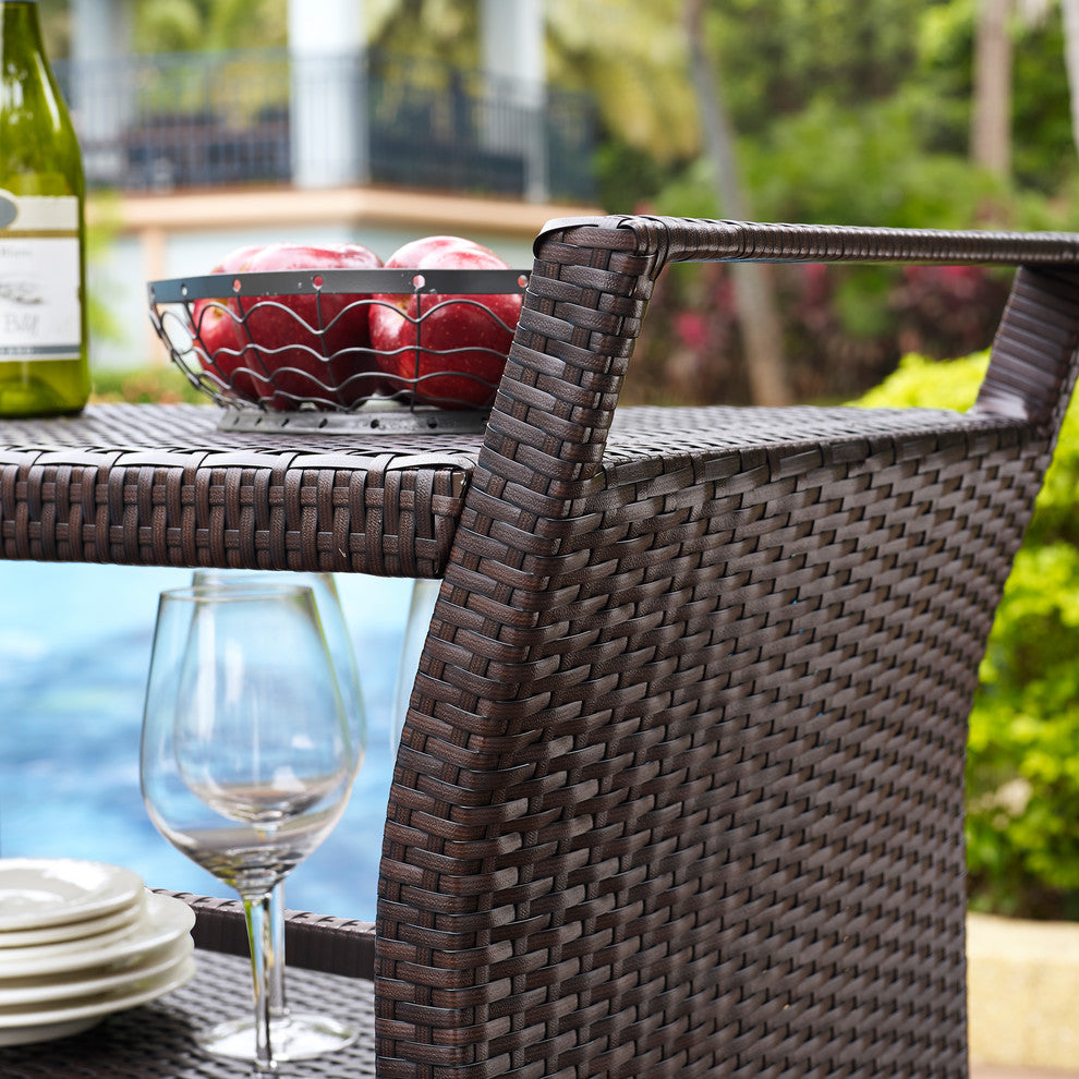 Hilde Outdoor Patio Bar Serving Cart (Brown)