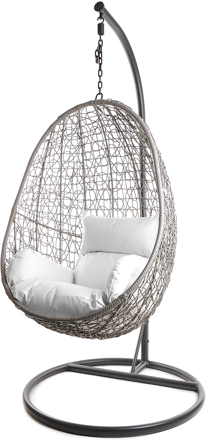 Calabresi Single Seater Hanging Swing With Stand For Balcony , Garden Swing (Dark Grey)