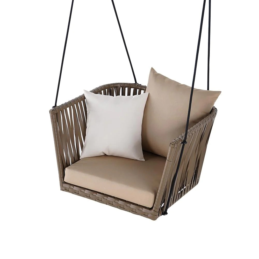 Tofull Single Seater Hanging Swing Without Stand For Balcony , Garden Swing (Brown)