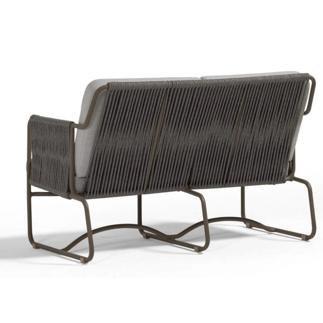 Isabeau Outdoor Rope Loveseat Sofa Set With Wooden Top Table