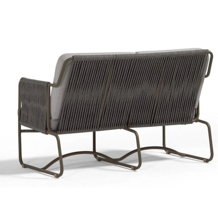 Isabeau Outdoor Rope Loveseat Sofa Set With Wooden Top Table