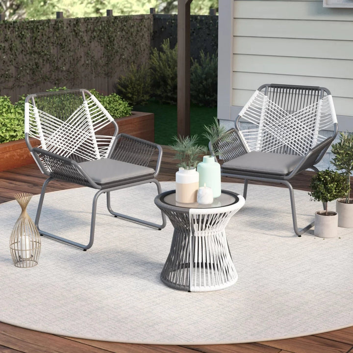 Elara Outdoor Rope Double Tone 3-Piece Patio Set