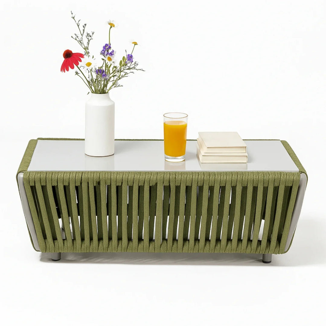 Alma All-Weather Rope 5 Seater Sofa Set With Glass Top Table