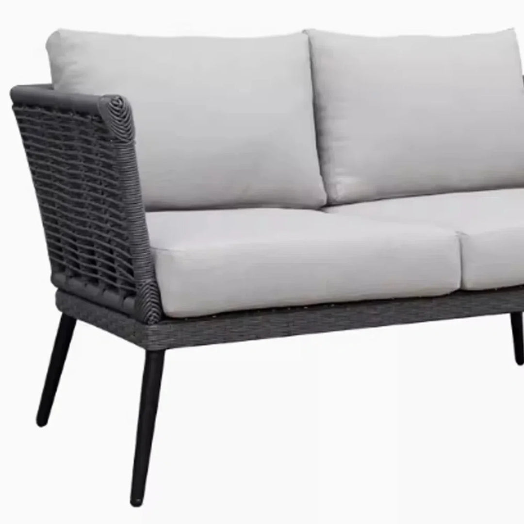 Amirah Outdoor Grey Rope 7-Seater Sofa Set With Glass Top Table