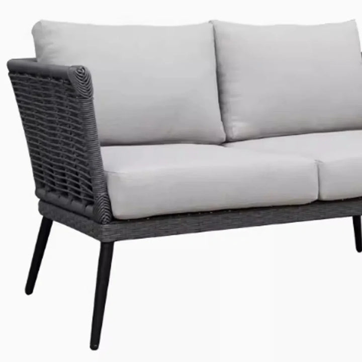Amirah Outdoor Grey Rope 7-Seater Sofa Set With Glass Top Table