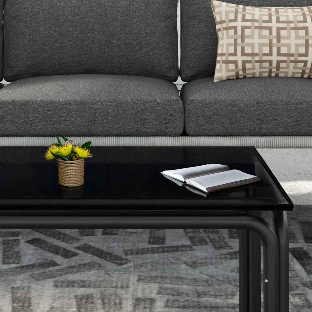 Bellamy Outdoor Rope 5-Seater Sofa Set With Glass Top Table