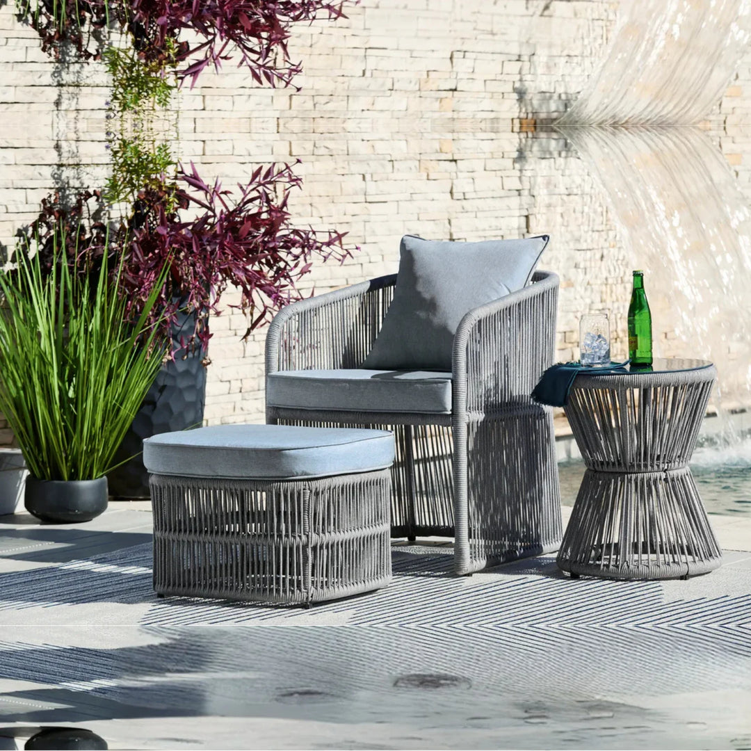 Chhaya Outdoor 3 Piece Rope Patio Sofa Set (Grey)