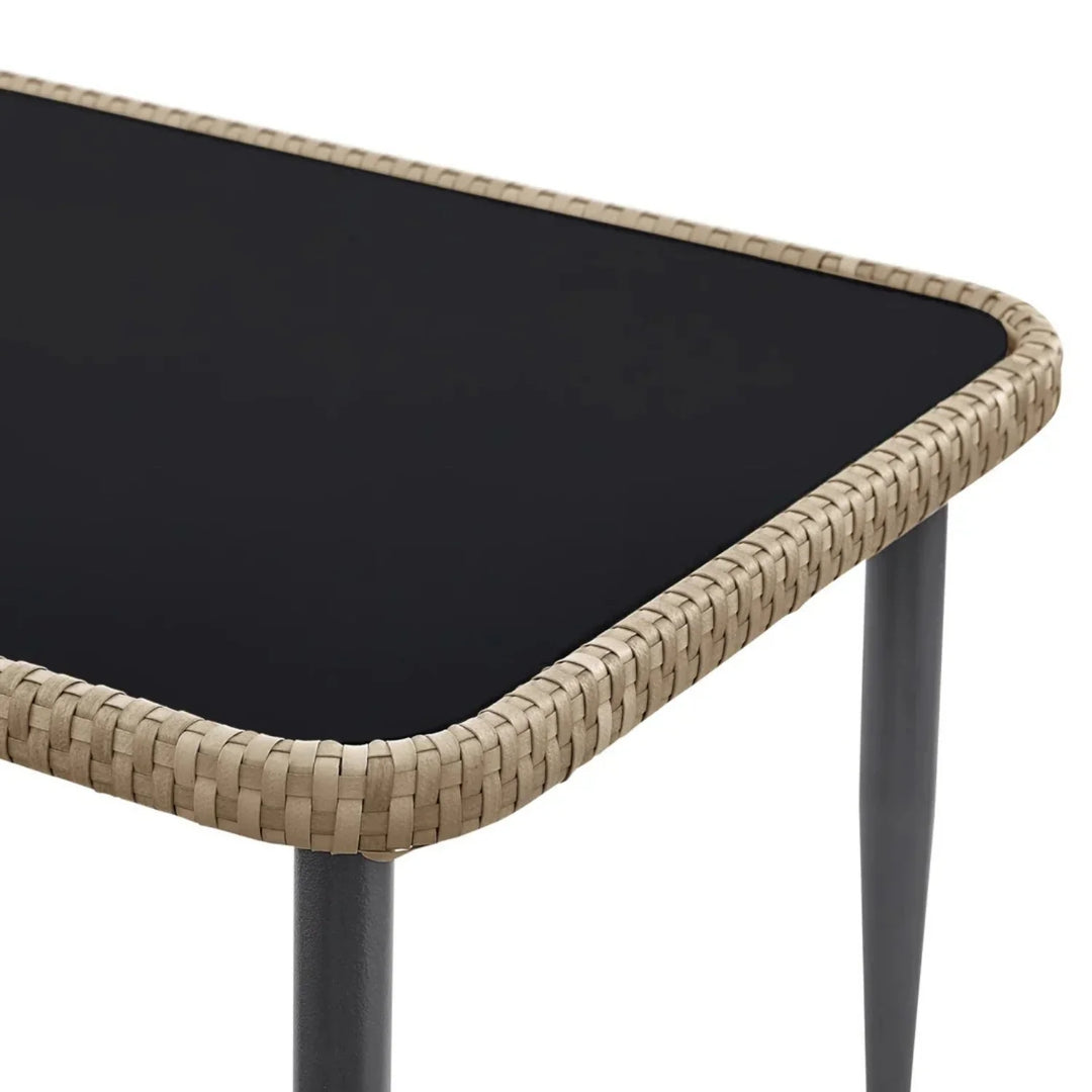 Navy Outdoor Rope 4-Piece Patio Sofa Set with Glass Top Table (Beige/Cream)