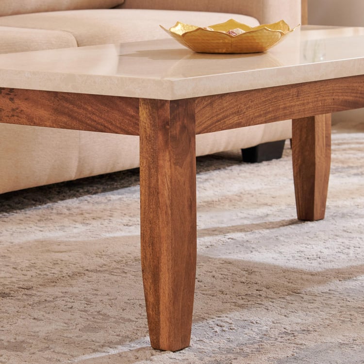 Agapit Sheesham Wood and Marble Top Coffee Table